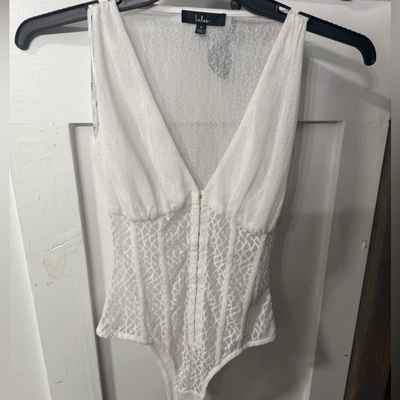 Lulu's White Sleeveless Bustier Bodysuit - Picture 1 of 2